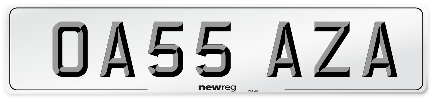 OA55 AZA Number Plate from New Reg
